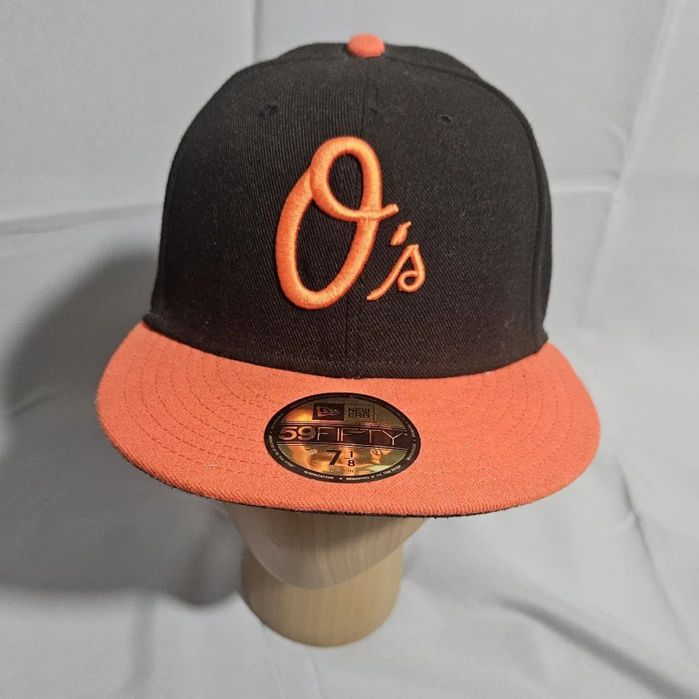 New Era 59Fifty MLB Baltimore Orioles O's Black/Orange Fitted Hat - Size 7 1/8
